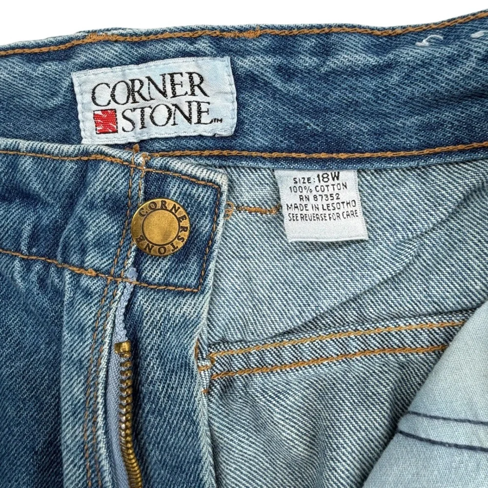 Vintage Corner Stone Womens Plus 18W High Rise Cinched Waist Mom Jeans Tapered